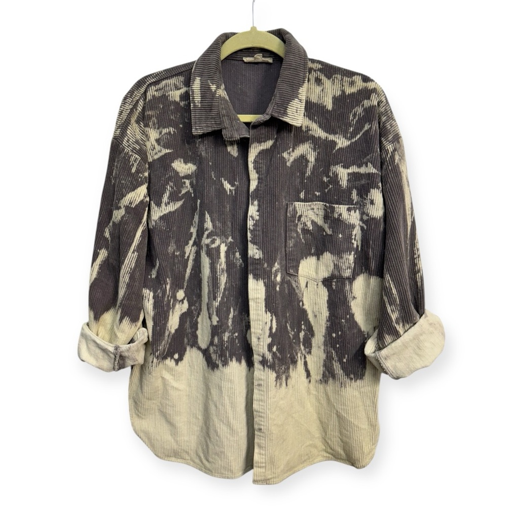 Eesome‎ Cream and Gray Corduroy Shacket